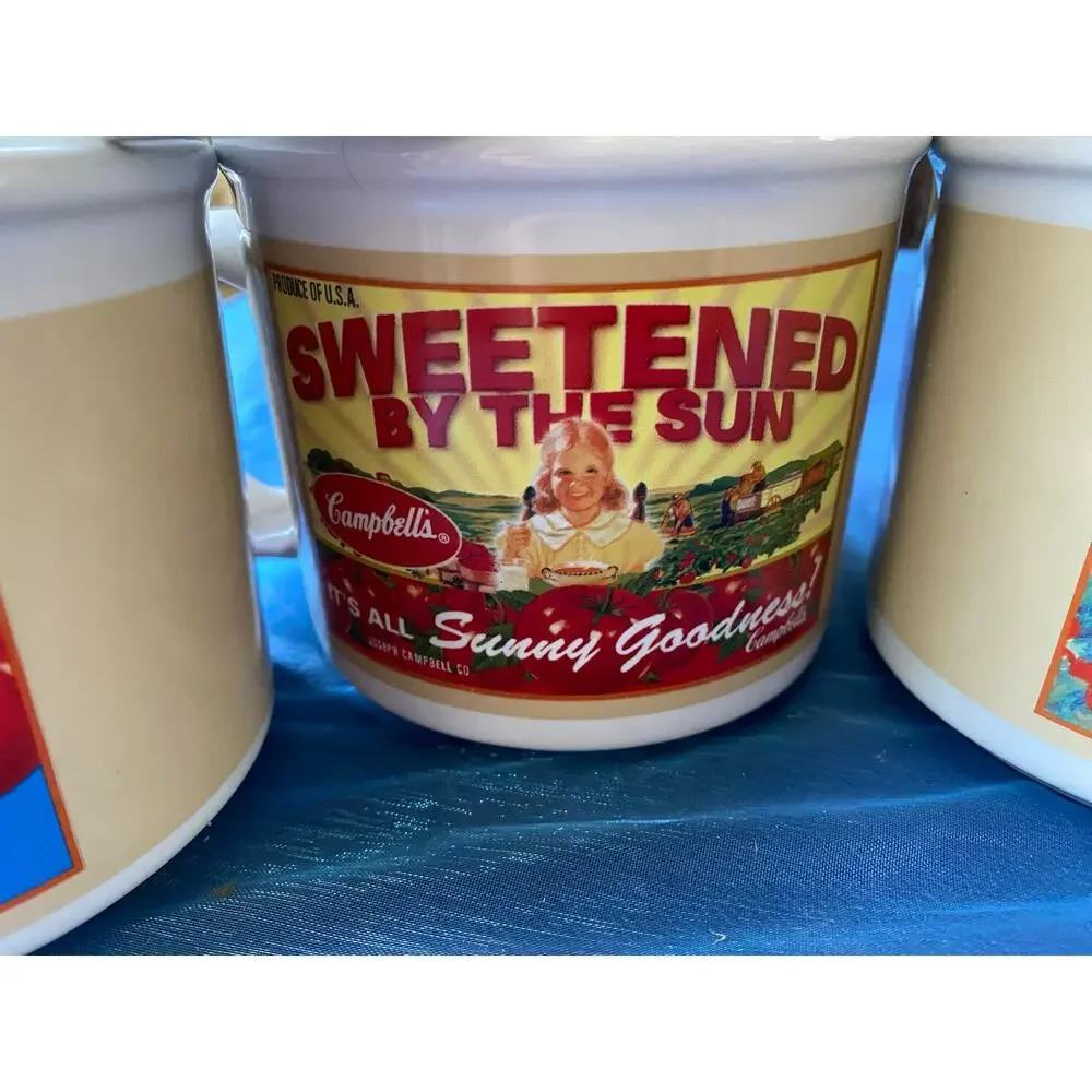 Houston Harvest Campbell's Soup mugs from 2005 feature vintage-style advertising